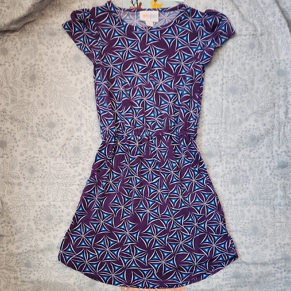 LuLaRoe Purple Geometric Dress With Pockets